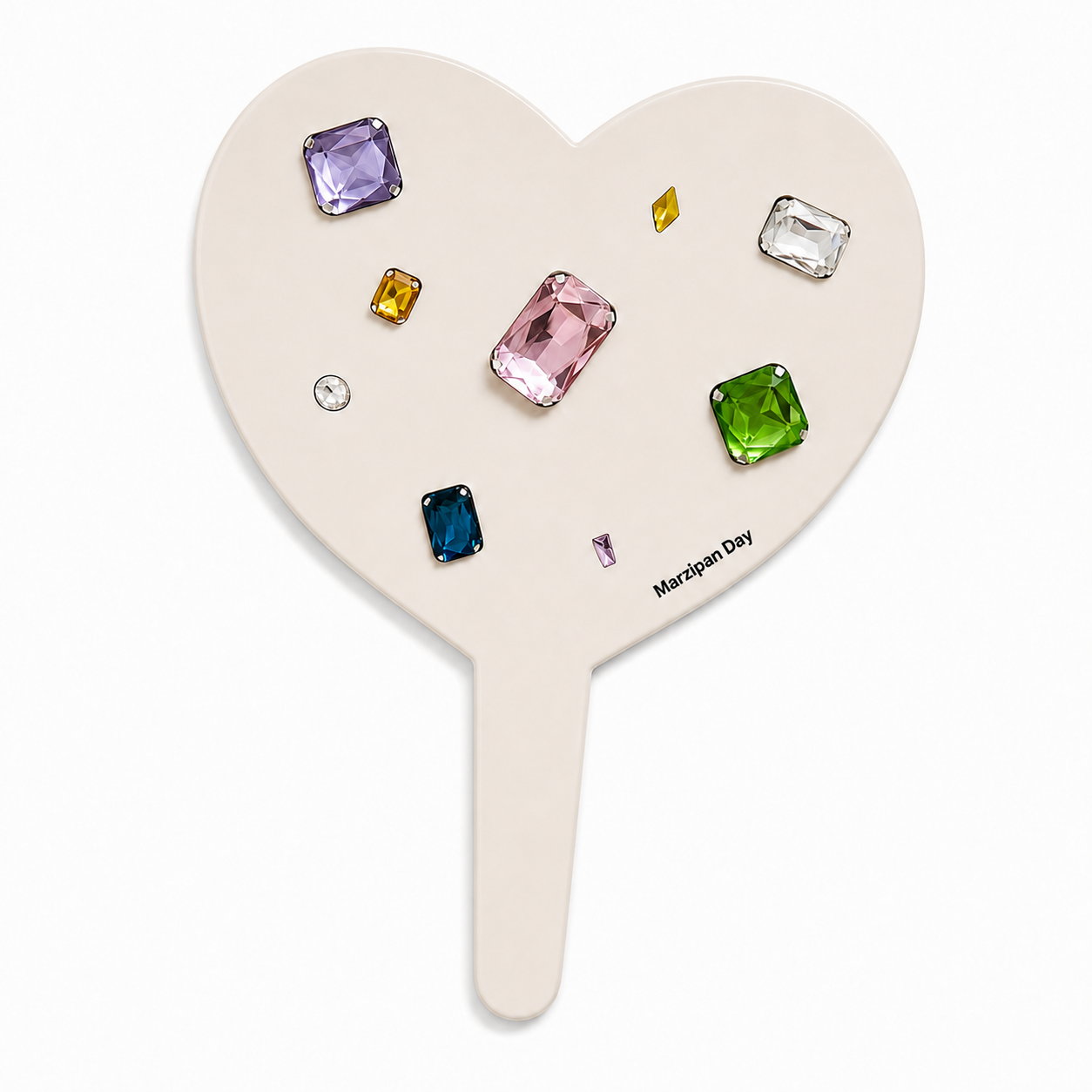 Rhinestone Heart Handheld Mirror — Marzipan Day product image on white background