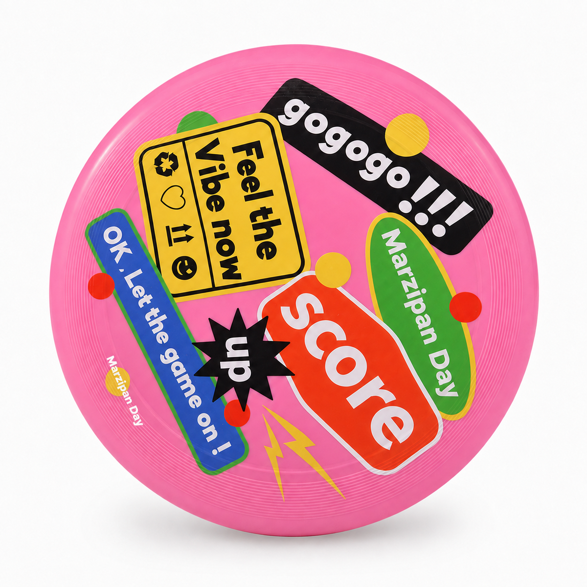 Pink Play Illustrated Flying Disc — Marzipan Day product image on white background