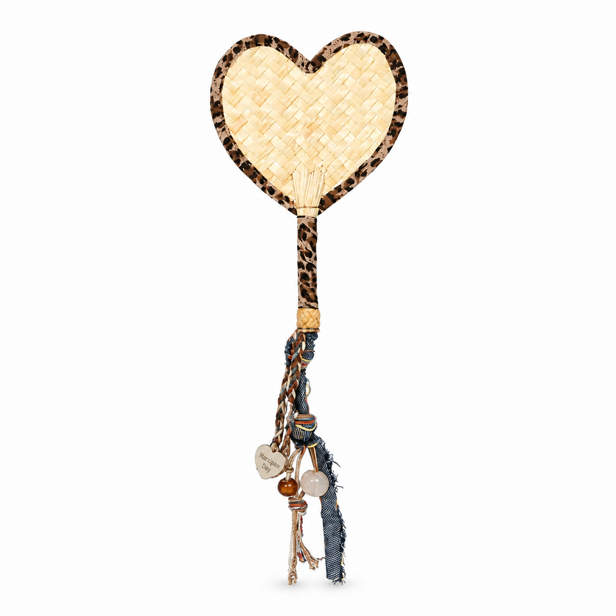 Leopard Fan Woven Bag Charm — Marzipan Day product image on white background