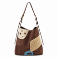 Leopard Patchwork Bucket Bag on white background