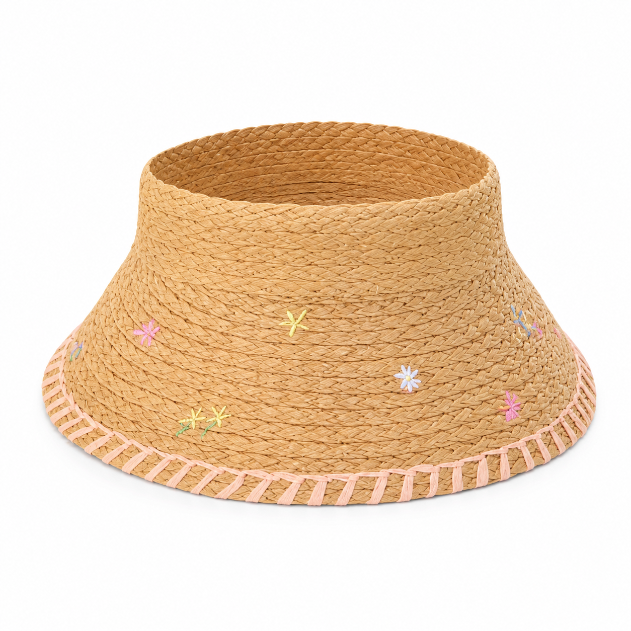 Petal Stitch Open-Top Straw Visor on white background