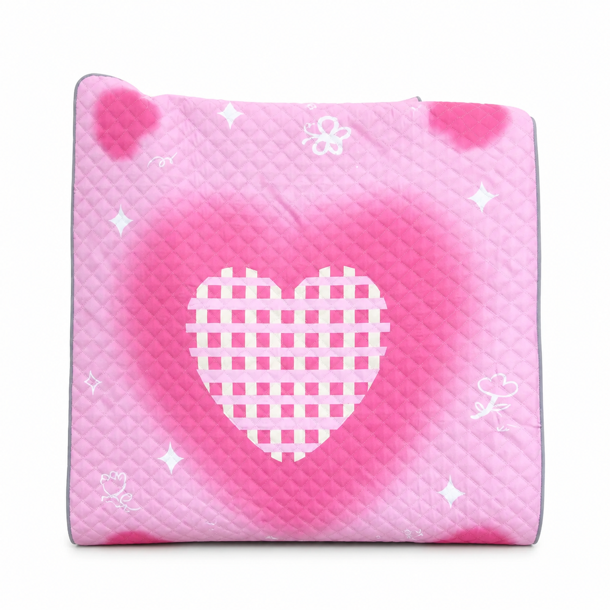 Pink Heart Foldable Picnic Mat on white background