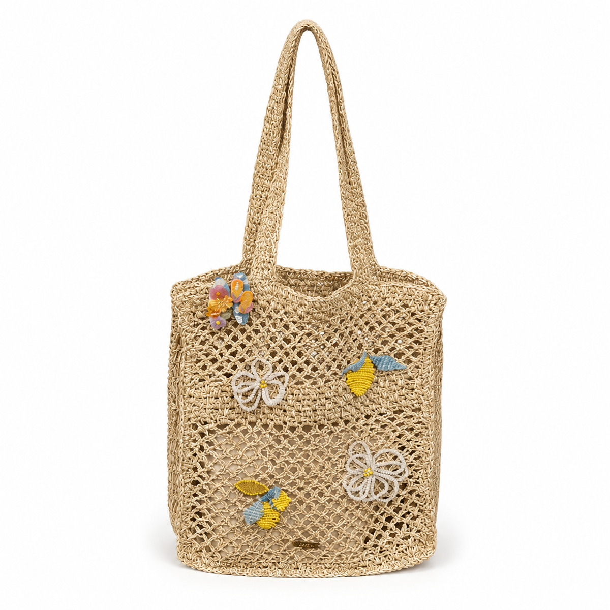 Sunbeam Woven Shoulder Tote on white background