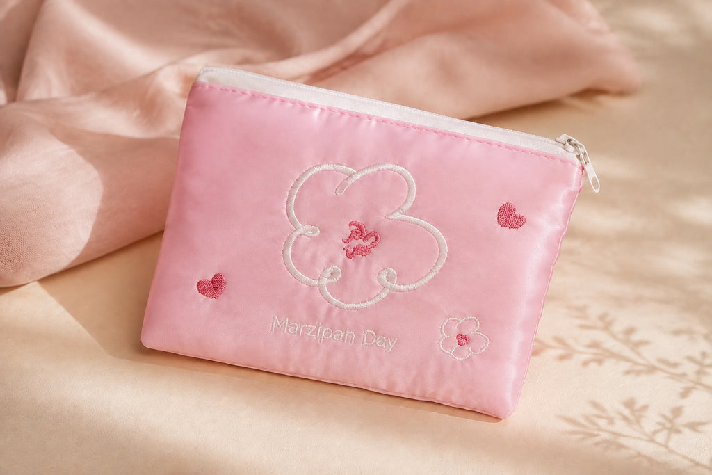 Tiny Blooms Embroidered Cosmetic Pouch — Marzipan Day editorial view