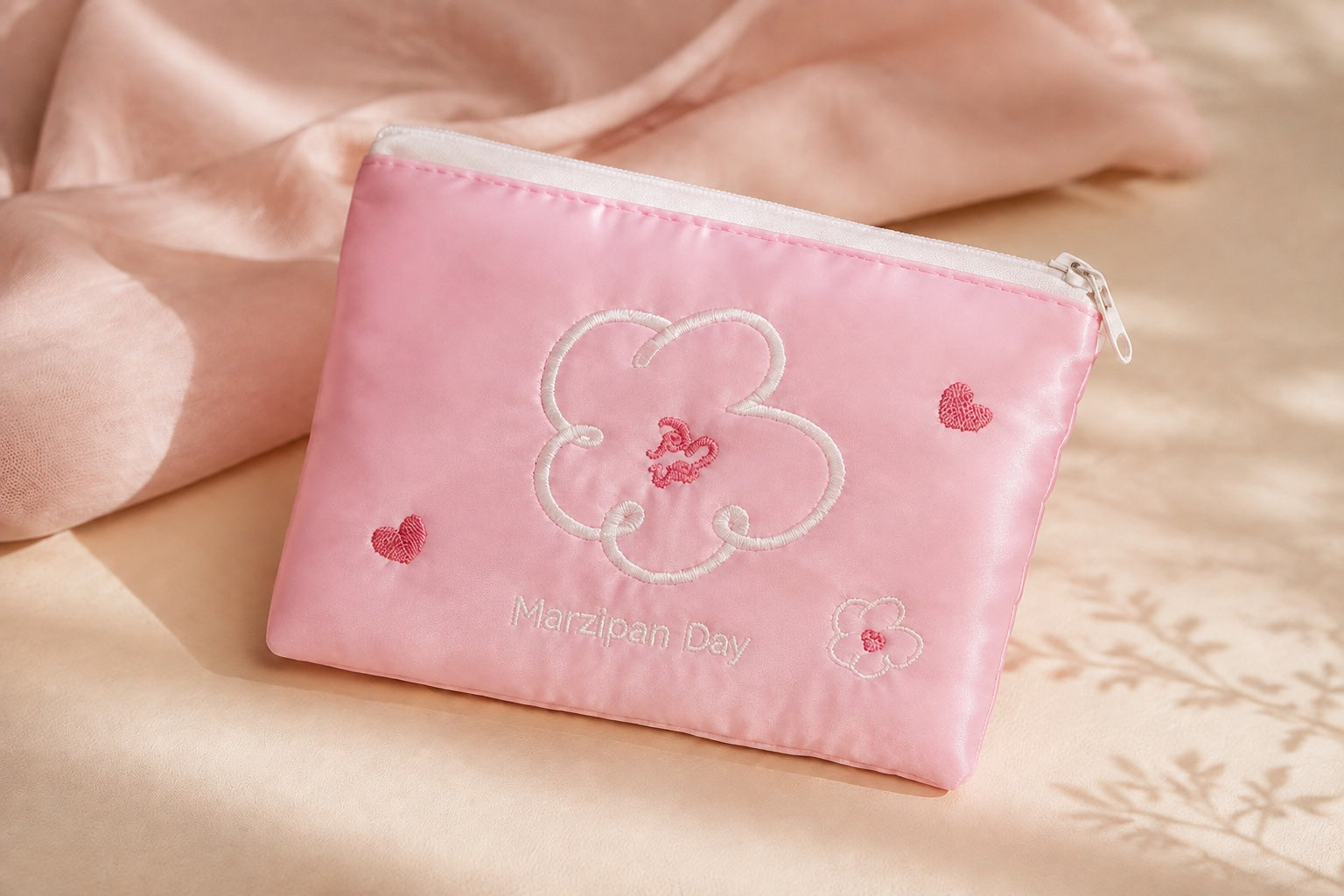 Tiny Blooms Embroidered Cosmetic Pouch — Marzipan Day editorial view